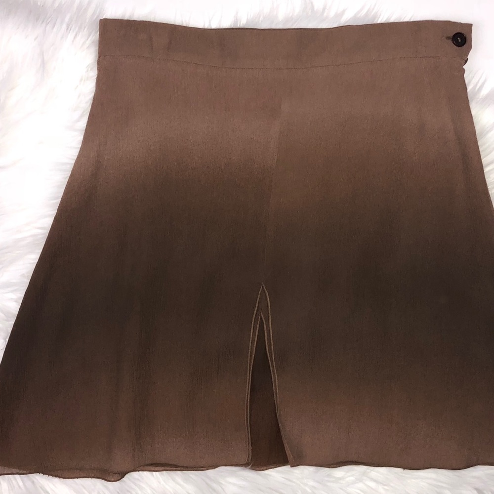 Oliver by Valentino Silk Mini Skirt Ombre Brown 12 - Picture 6 of 6